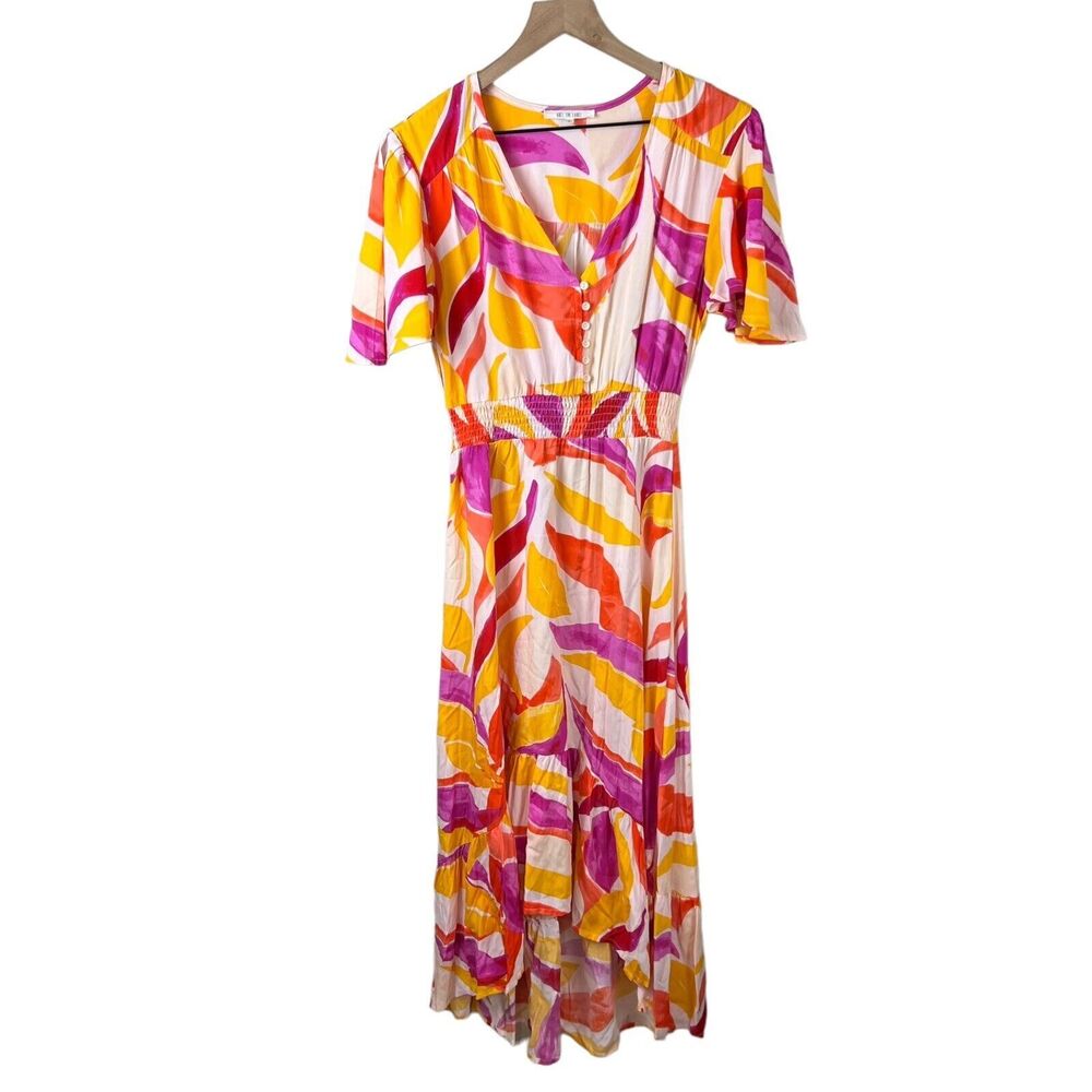 Abel The Label Anthropologie Womens Multicolor Floral High Low Swing Dress Small